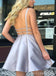 Sexy A-line Deep V-neck Open Back Short Homecoming Dresses, HD261