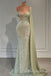 Sparkle Green Off Shoulder V Neck Mermaid Evening Gown Long Evening Party Prom Dresses ,MB828