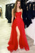 Red Strapless A-Line Sweetheart Evening Gown Maxi Long Evening Party Prom Dresses With Sultry Slit,MB621