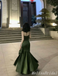 Olive Spaghetti Straps Sweetheart Mermaid Evening Gown Maxi Long Evening Party Prom Dresses ,MB593