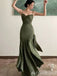 Olive Spaghetti Straps Sweetheart Mermaid Evening Gown Maxi Long Evening Party Prom Dresses ,MB593