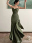 Olive Spaghetti Straps Sweetheart Mermaid Evening Gown Maxi Long Evening Party Prom Dresses ,MB593