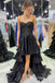 Black High Low Strapless A-line Layer Evening Gown Long Evening Party Prom Dresses,MB830