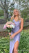 Spaghetti Straps Lilac Sheath Evening Gown Maxi Long Evening Party Prom Dresses with Side Slit,MB797