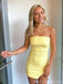 Elegant Simple Yellow Strapless Short Tight Graduation Party Homecoming Dresses, HD328