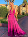 Spaghetti Straps Plunging A-line Evening Gown Maxi Long Evening Party Prom Dresses ,MB753