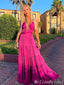 Spaghetti Straps Plunging A-line Evening Gown Maxi Long Evening Party Prom Dresses ,MB753