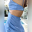 Sexy Blue V Neck Spaghetti Straps Mermaid Sleeveless Evening Prom Dresses,MB146