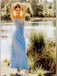 Sexy Blue V Neck Spaghetti Straps Mermaid Sleeveless Evening Prom Dresses,MB146