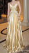 Gold Spaghetti Straps A-line Evening Gown Maxi Long Evening Party Prom Dresses ,MB802