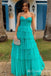 Green Strapless Sweetheart A-line Evening Gown Long Evening Party Prom Dresses,MB835