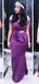 Sexy Purple Off Shoulder Ruffles Beadings Floor Length Cheap Bridesmaid Dresses,BD41