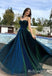 Gorgeous Green Spaghetti Straps A-line Evening Gown Long Evening Party Prom Dresses ,MB839