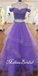 Purple Lace Appliques Off Shoulder Two Pieces A-Line Layer Fluffy Evening Gown Maxi Long Evening Party Prom Dresses,MB661