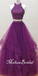 Grape Halter Two Pieces A-Line Layer Fluffy Evening Gown Maxi Long Evening Party Prom Dresses,MB662