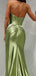 Elegant Unique Green Strapless Pleats Mermaid Long Prom Dresses,MB48