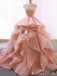 Bateau A-Line Lace Up Back Evening Ball Gown Maxi Long Evening Party Prom Dresses With Ruffles,MB663