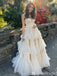 Ivory A-Line Plunging Layer Evening Ball Gown Maxi Long Evening Party Prom Dresses,MB664