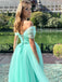 Mint Green Off Shoulder Sweetheart A-line Evening Gown Maxi Long Evening Party Prom Dresses,MB703