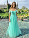 Mint Green Off Shoulder Sweetheart A-line Evening Gown Maxi Long Evening Party Prom Dresses,MB703