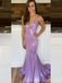 Sparkle Spaghetti Straps Purple Mermaid Plunging Evening Gown Maxi Long Evening Party Prom Dresses ,MB667