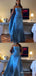 Unique Blue A-Line Strapless Evening Gown Maxi Long Evening Party Prom Dresses ,MB597