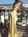 Yellow Sheath One Shoulder Evening Gown Maxi Long Evening Party Prom Dresses ,MB734