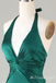Green Halter Plunging Mermaid Open Back Evening Gown Long Evening Party Prom Dresses,MB848