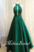 Green Halter A-Line Evening Gown Maxi Long Evening Party Prom Dresses,MB668