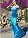 Elegant Blue V Neck Spaghetti Strap Mermaid Evening Long Prom Dresses,MB57