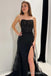 Mermaid Black Lace Appliques Lace UP Back Strapless Evening Ball Gown Maxi Long Formal Dresses Prom Dresses With High Slit,MB576