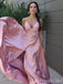 Blush A-Line V-Neck Spaghetti Straps Lace Up Back Evening Gown Maxi Long Evening Party Prom Dresses  ,MB605