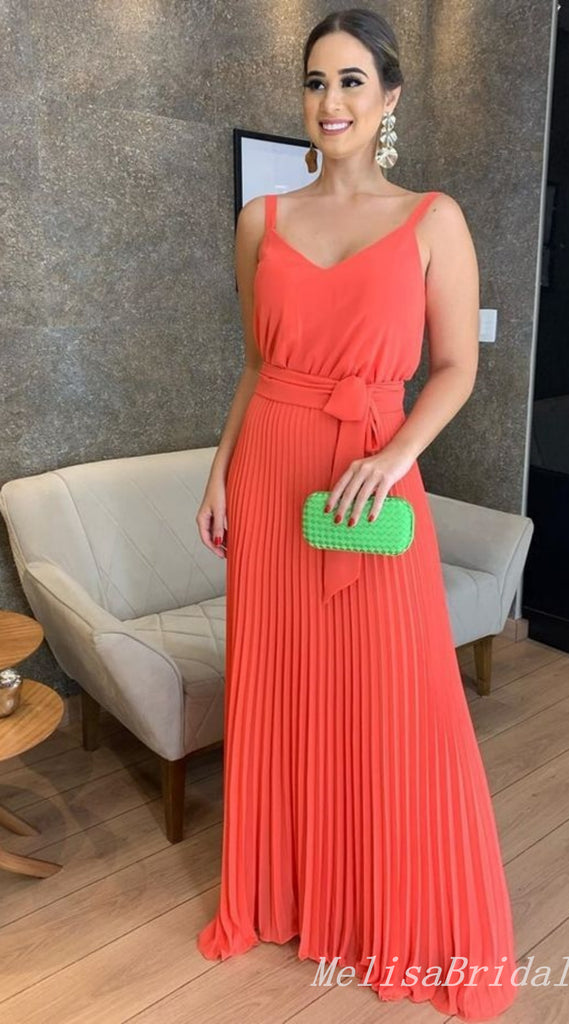 A-line Evening Gown Maxi Long Evening Party Prom Dresses with Belt ,MB767
