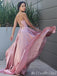 Blush A-Line V-Neck Spaghetti Straps Lace Up Back Evening Gown Maxi Long Evening Party Prom Dresses  ,MB605