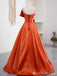 Orange A-Line Spaghetti Straps Bow Evening Ball Gown Maxi Long Evening Party Prom Dresses ,MB598