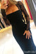 Black Long Sleeves Mermaid Appliques Straight Neck Evening Gown Maxi Long Evening Party Prom Dresses With Trailing,MB670