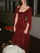 Elegant Red Half Sleeves Mermaid Wedding Guest Long Prom Dresses,MB63