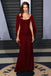Elegant Red Half Sleeves Mermaid Wedding Guest Long Prom Dresses,MB63