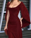Elegant Red Half Sleeves Mermaid Wedding Guest Long Prom Dresses,MB63