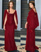 Elegant Red Half Sleeves Mermaid Wedding Guest Long Prom Dresses,MB63