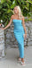 Blue Strapless Sheath Evening Gown Maxi Long Evening Party Prom Dresses,MB628