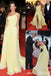 Light Yellow Off Shoulder A-line Evening Gown Maxi Long Evening Party Prom Dresses,MB738