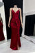 Red Mermaid Spaghetti Straps Evening Gown Maxi Long Evening Party Prom Dresses ,MB675