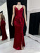 Red Mermaid Spaghetti Straps Evening Gown Maxi Long Evening Party Prom Dresses ,MB675