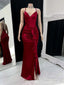 Red Mermaid Spaghetti Straps Evening Gown Maxi Long Evening Party Prom Dresses ,MB675