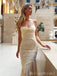Elegant Champagne Spaghetti  Strap Appliques Pleats Mermaid Evening Prom Dresses,MB78