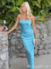 Blue Strapless Sheath Evening Gown Maxi Long Evening Party Prom Dresses,MB628