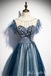 Stylish Embroidery Illusion Lace Up Back A-Line Evening Gown Maxi Long Evening Party Prom Dresses,MB683