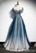 Stylish Embroidery Illusion Lace Up Back A-Line Evening Gown Maxi Long Evening Party Prom Dresses,MB683