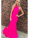 Elegant Halter Bright Pink Strapless Mermaid Evening Prom Dresses,MB80